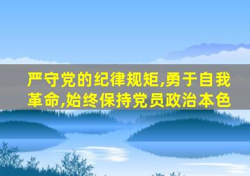 严守党的纪律规矩,勇于自我革命,始终保持党员政治本色