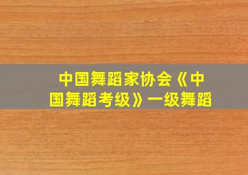 中国舞蹈家协会《中国舞蹈考级》一级舞蹈