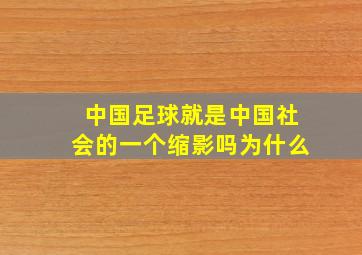 中国足球就是中国社会的一个缩影吗为什么