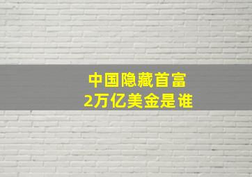 中国隐藏首富2万亿美金是谁