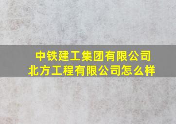 中铁建工集团有限公司北方工程有限公司怎么样