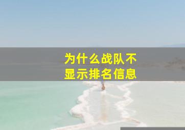 为什么战队不显示排名信息