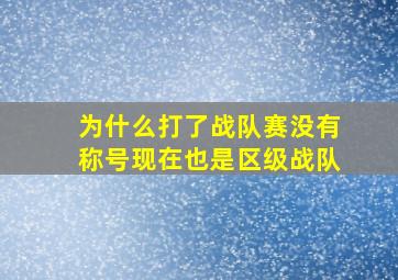 为什么打了战队赛没有称号现在也是区级战队