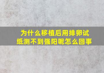 为什么移植后用排卵试纸测不到强阳呢怎么回事