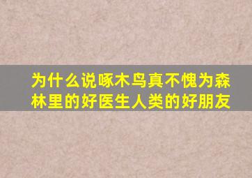 为什么说啄木鸟真不愧为森林里的好医生人类的好朋友