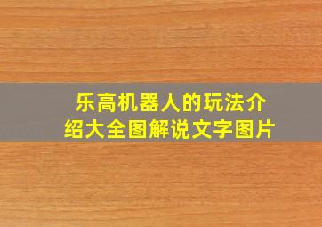 乐高机器人的玩法介绍大全图解说文字图片