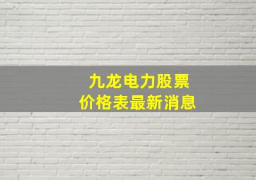 九龙电力股票价格表最新消息