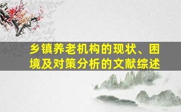 乡镇养老机构的现状、困境及对策分析的文献综述