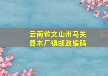 云南省文山州马关县木厂镇邮政编码