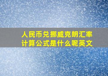 人民币兑挪威克朗汇率计算公式是什么呢英文