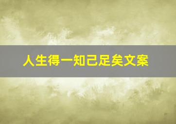 人生得一知己足矣文案