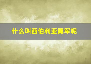 什么叫西伯利亚黑军呢