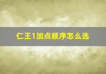 仁王1加点顺序怎么选