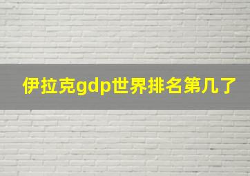 伊拉克gdp世界排名第几了