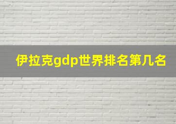 伊拉克gdp世界排名第几名