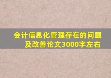 会计信息化管理存在的问题及改善论文3000字左右