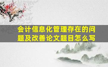 会计信息化管理存在的问题及改善论文题目怎么写