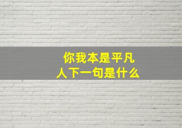 你我本是平凡人下一句是什么