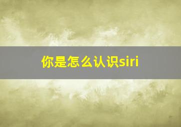 你是怎么认识siri