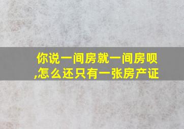 你说一间房就一间房呗,怎么还只有一张房产证