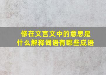 修在文言文中的意思是什么解释词语有哪些成语