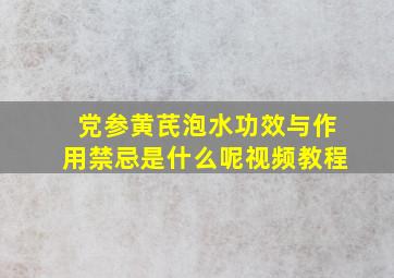 党参黄芪泡水功效与作用禁忌是什么呢视频教程