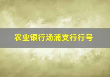 农业银行汤浦支行行号