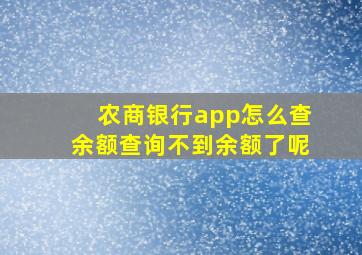 农商银行app怎么查余额查询不到余额了呢