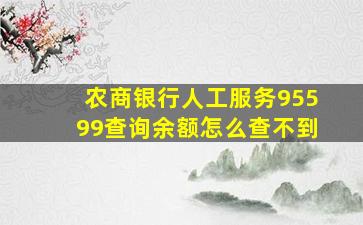 农商银行人工服务95599查询余额怎么查不到