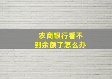 农商银行看不到余额了怎么办