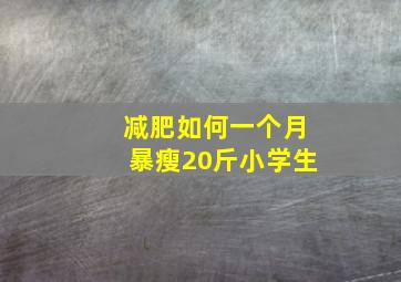 减肥如何一个月暴瘦20斤小学生