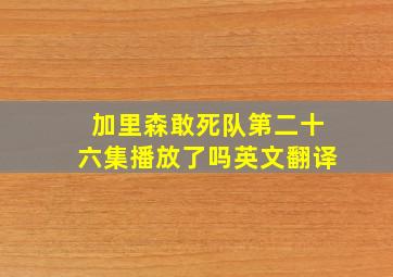 加里森敢死队第二十六集播放了吗英文翻译