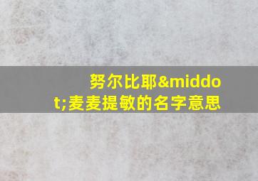 努尔比耶·麦麦提敏的名字意思