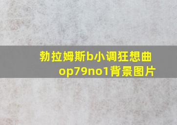 勃拉姆斯b小调狂想曲op79no1背景图片