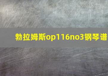 勃拉姆斯op116no3钢琴谱