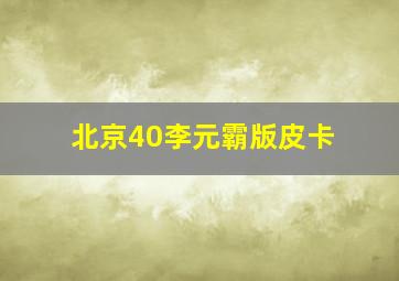 北京40李元霸版皮卡