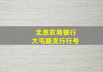 北京农商银行大屯路支行行号