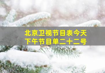 北京卫视节目表今天下午节目单二十二号