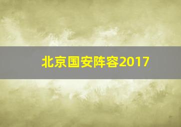 北京国安阵容2017