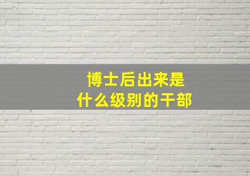 博士后出来是什么级别的干部