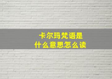 卡尔玛梵语是什么意思怎么读