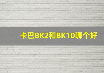 卡巴BK2和BK10哪个好