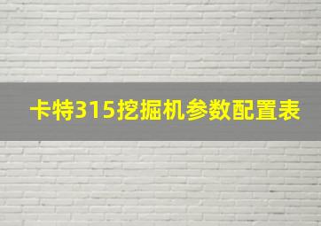 卡特315挖掘机参数配置表