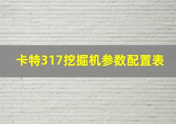 卡特317挖掘机参数配置表