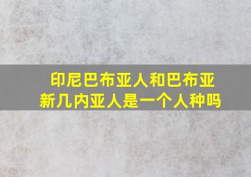 印尼巴布亚人和巴布亚新几内亚人是一个人种吗