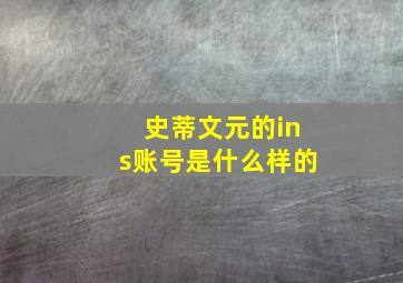 史蒂文元的ins账号是什么样的