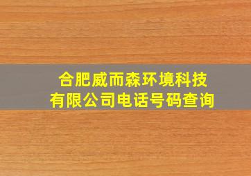 合肥威而森环境科技有限公司电话号码查询