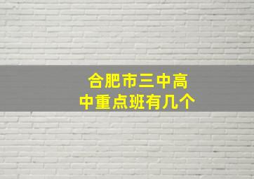 合肥市三中高中重点班有几个