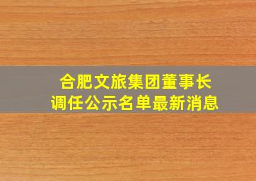 合肥文旅集团董事长调任公示名单最新消息