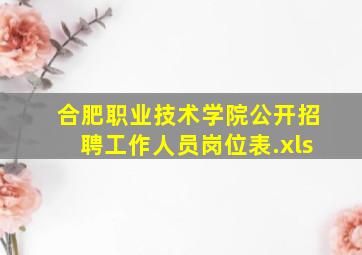 合肥职业技术学院公开招聘工作人员岗位表.xls